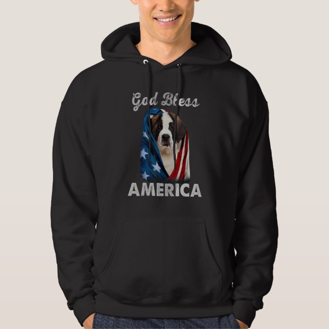 Sudadera Saint Bernard Dog American USA Flag 4th of July Do (Anverso)