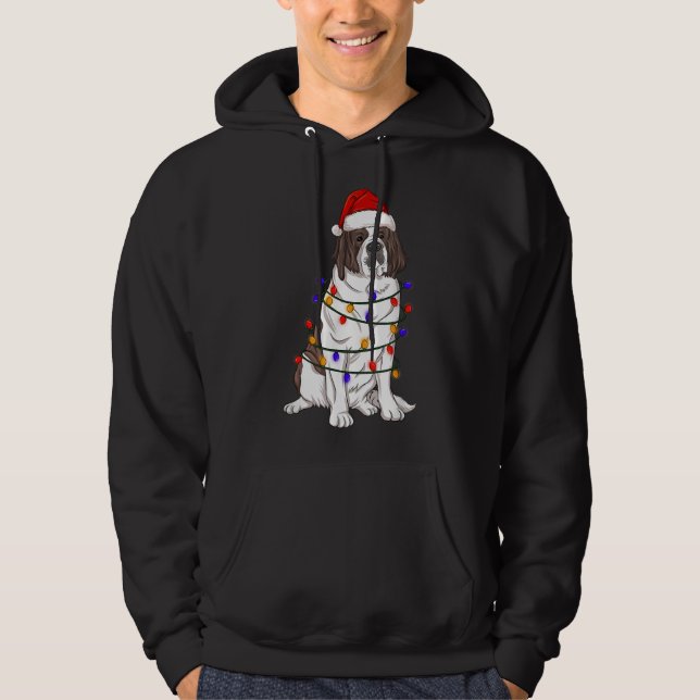 Sudadera saint bernard Dog Wearing Navidades Luces Gorras (Anverso)