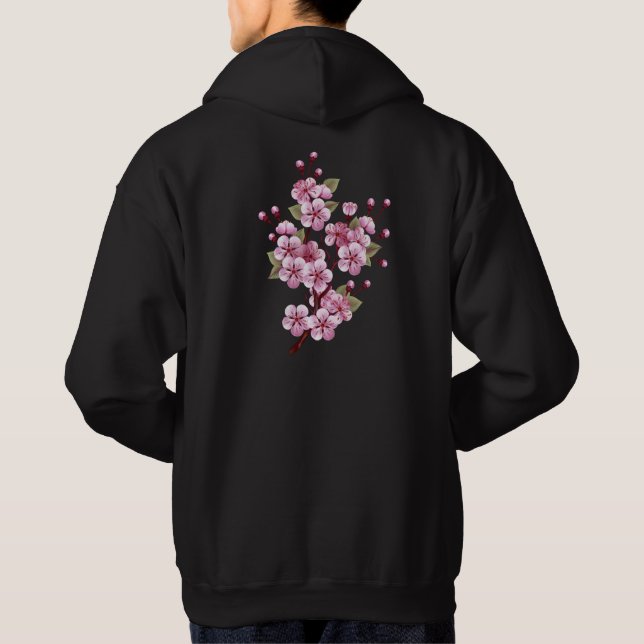 Sudadera Sakura rosa sobre fondo de pintura (Reverso)