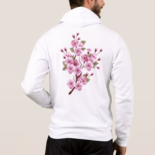 Sudadera Sakura rosa sobre fondo de pintura (Reverso)