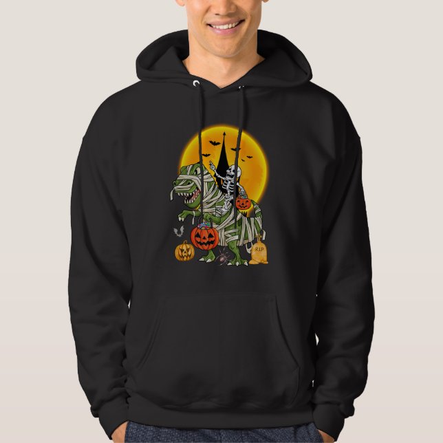 Sudadera sala de esqueletos de dinosaurios Halloween (Anverso)