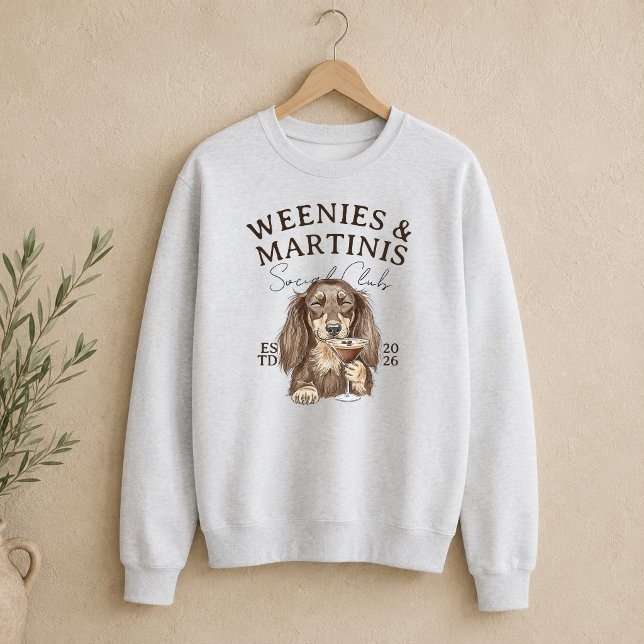 Sudadera Salchichas Dibujadas a Mano y Dachshund Martinis (Hand Drawn Weenies and Martinis Dachshund Sweatshirt)