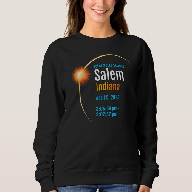 Sudadera Salem Indiana En Eclipse Solar Total 2024 1 (Anverso)