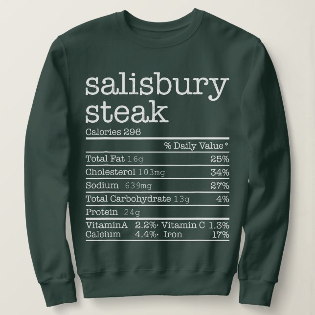 Sudadera Salisbury Steak Nutrition Facts Acción de Gracias  (Anverso del diseño)