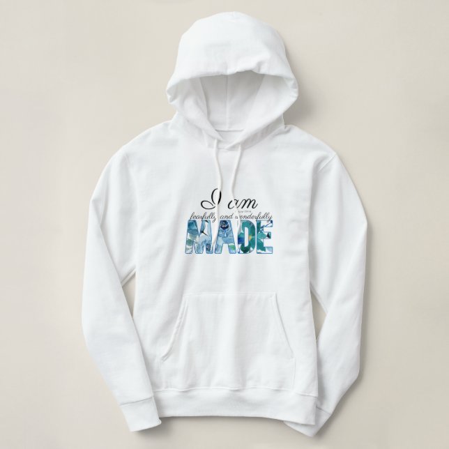 Sudadera Salmo 139:14 Hecho con Miedo y Maravillosa (Diseño del anverso)