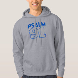 Sudadera Salmo 91 Verso de la Biblia con diseño negrita azu