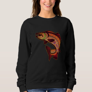 Sudadera Salmón Tótem Indio Nativo Americano Costa Noroeste