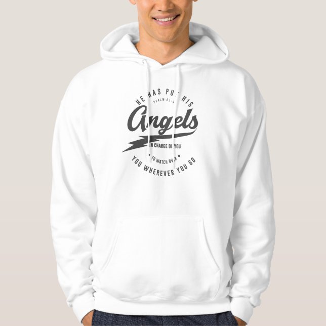 Sudadera Salmos 91:11 Vestido cristiano masculino (Anverso)