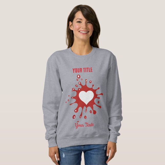 Sudadera Salpicadura de pintura roja con forma de corazón b (Anverso completo)