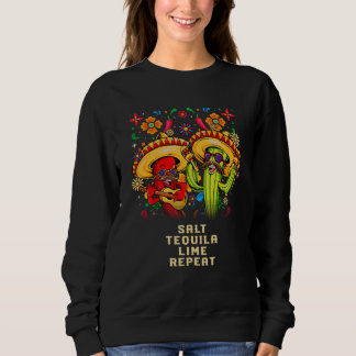 Sudadera Salt Tequila Lime Repeat Mexican Humor Mexico Drin