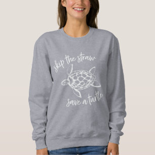 Sudadera Salta la paja salva a una tortuga blanca en gris