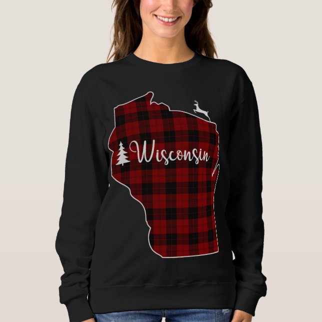 Sudadera Salto de Navidad para mamá Wisconsi, árbol de cier (Anverso)
