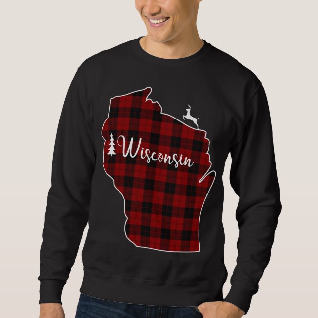 Sudadera Salto de Navidad para mamá Wisconsi, árbol de cier (Anverso)