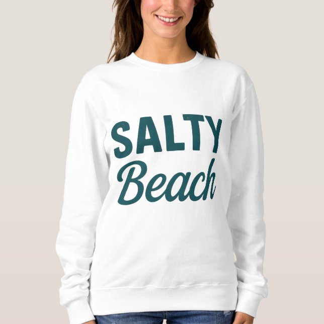 Sudadera Salty Beach Life Coastal Teal Ocean Graphic Print (Anverso)