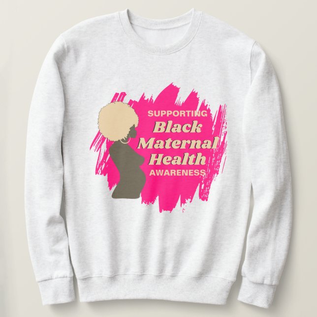 SUDADERA SALUD MATERNA NEGRA QUE RESPALDA LA CONCIENCIA (Anverso del diseño)