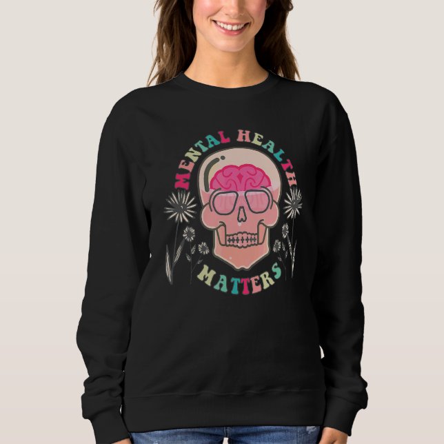 Sudadera Salud Mental Importa Boho Retro Sugar Skull Suppo (Anverso)