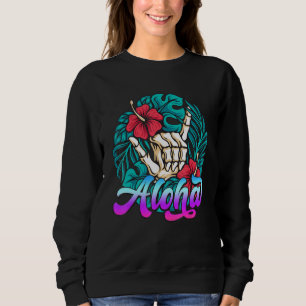 Sudadera Saludo Hawaiano Shaka Mano Señal Tropical Hibiscus