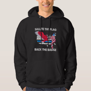 Sudadera Saludo La Bandera De Atrás La Policía De La Insign
