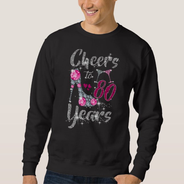 Sudadera Saludos a 80 años 80 Nacimientos Zapatos de vino D (Anverso)