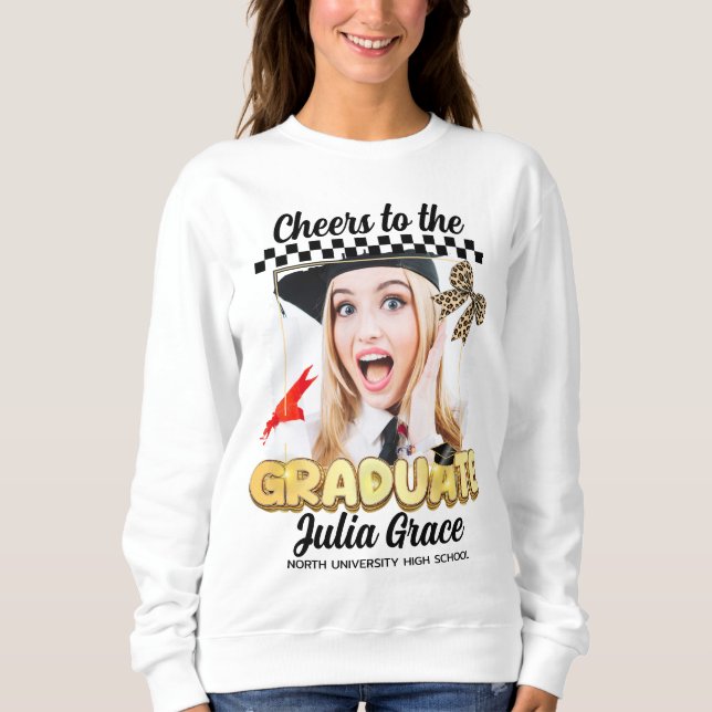 Sudadera Saludos a la foto del Personalizado blanco graduad (Anverso)