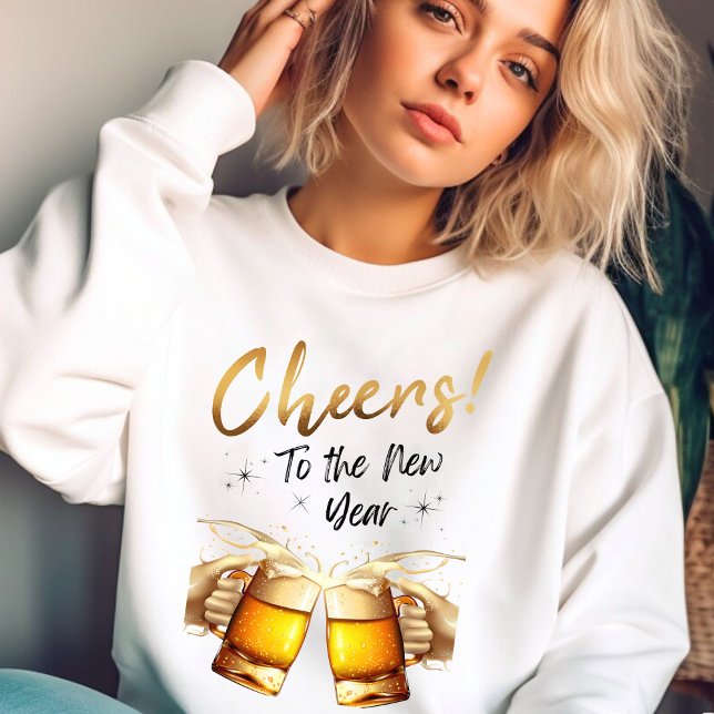 Sudadera Saludos blancos y de oro al Fiesta de Nochevieja 2 (White & Gold Cheers to New Years Eve Party 2024 Sweatshirt)