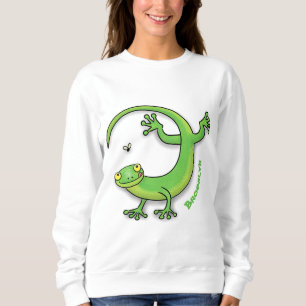 Sudadera Saludos felices de gecko verde lindo con personali