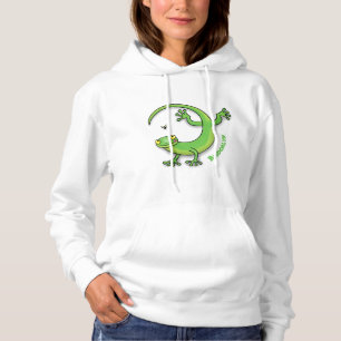 Sudadera Saludos felices de gecko verde lindo con personali