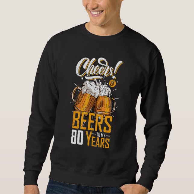 Sudadera Saludos Y Cervezas A Los 80 Años 80ª Fiesta De Cum (Anverso)