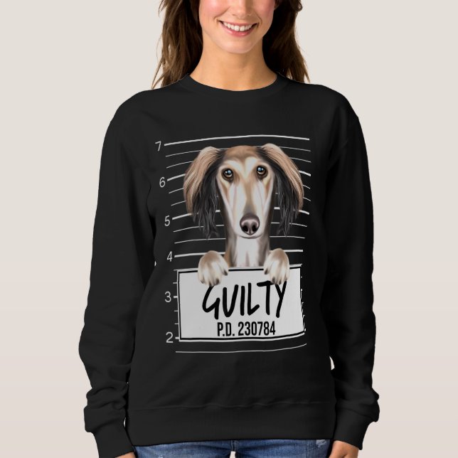 Sudadera Saluki Mugshot Guilty Dog (Anverso)