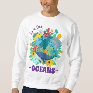 Sudadera Salva nuestros océanos Flor Ballena Diseño Colorid