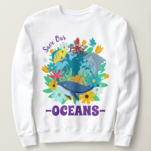Sudadera Salva nuestros océanos Flor Ballena Diseño Colorid