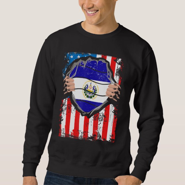 Sudadera Salvadoran American Grown Patriot El Salvador Flag (Anverso)