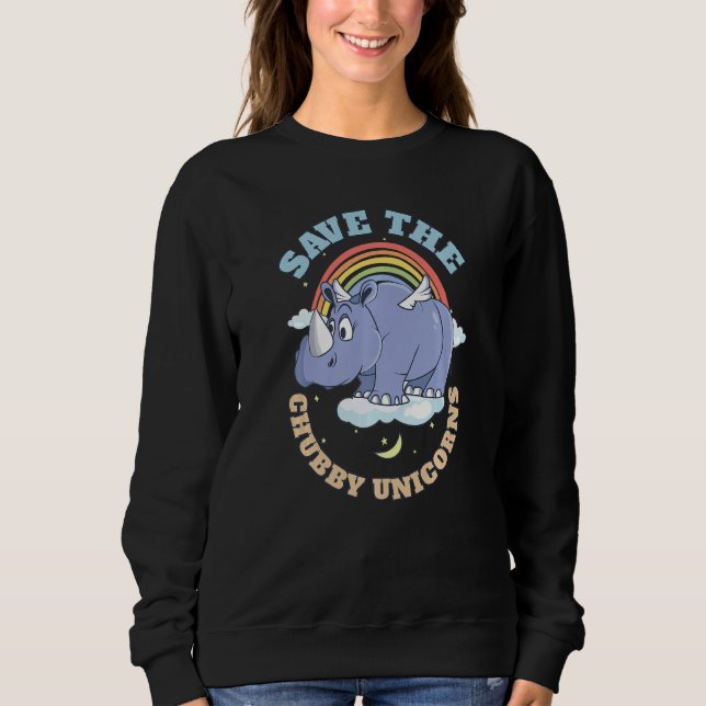 Sudadera Salvar a los Unicornios Chubby Cute Rhinoceros 3 (Anverso)