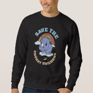 Sudadera Salvar a los unicornios gorditos Rinoceronte lindo