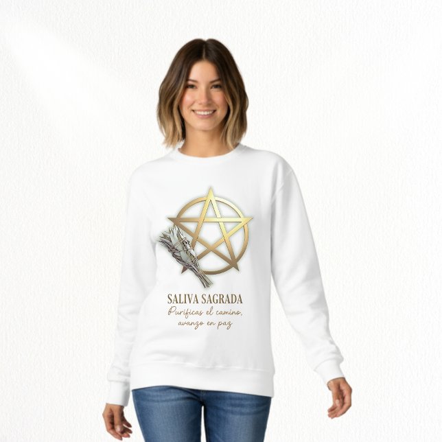 Sudadera Salvia sagrada Pentáculo dorado (Bonita sudadera pagana, pentagrama y salvia como elementos de ritual magia blanca)