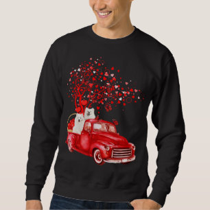 Sudadera Samoyed Riding Red Truck Valentine Butterfly Heart
