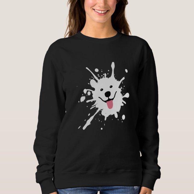 Sudadera Samoyed Splatter Happy Puppy Dog Face   (Anverso)