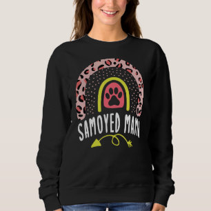Sudadera Samoyem Mama Rainbow Leopard Pink Dog Mom