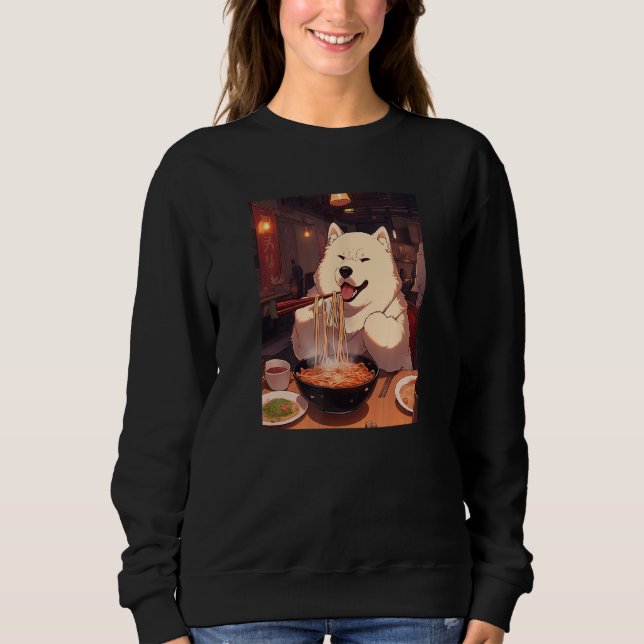 Sudadera Samoyen Ramen Comida japonesa divertida para perro (Anverso)
