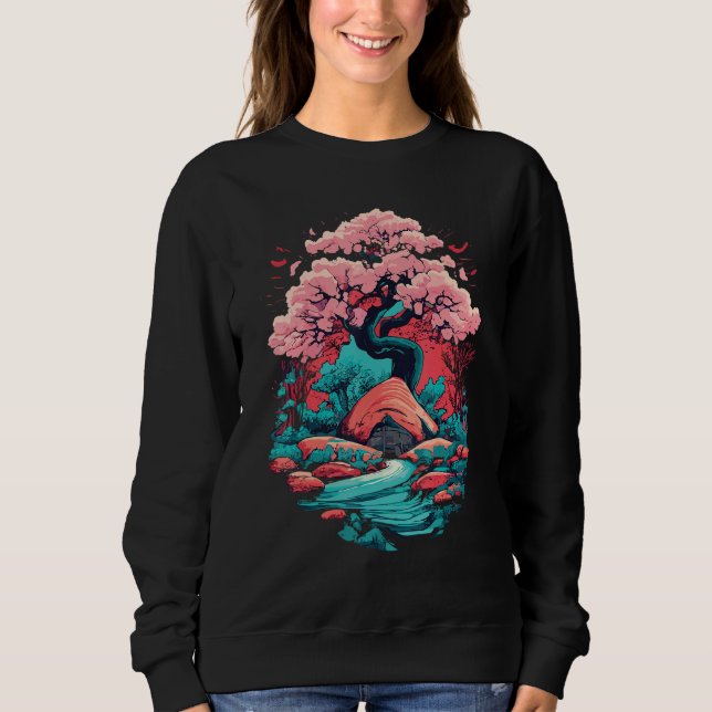 Sudadera Samurai Arte Japonés Florecimiento de cerezo Sakur (Anverso)