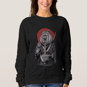 Sudadera Samurai Capybara Ramen Warrien Japón Arte estético