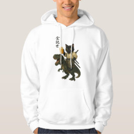 Sudadera Samurai Cat with Beer & T-Rex | Retro Japanese Art
