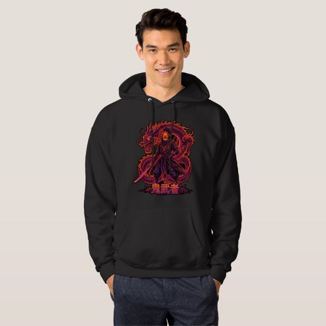 Sudadera Samurái Cibernético con Alas Rojas Mecánicas (Anverso completo)