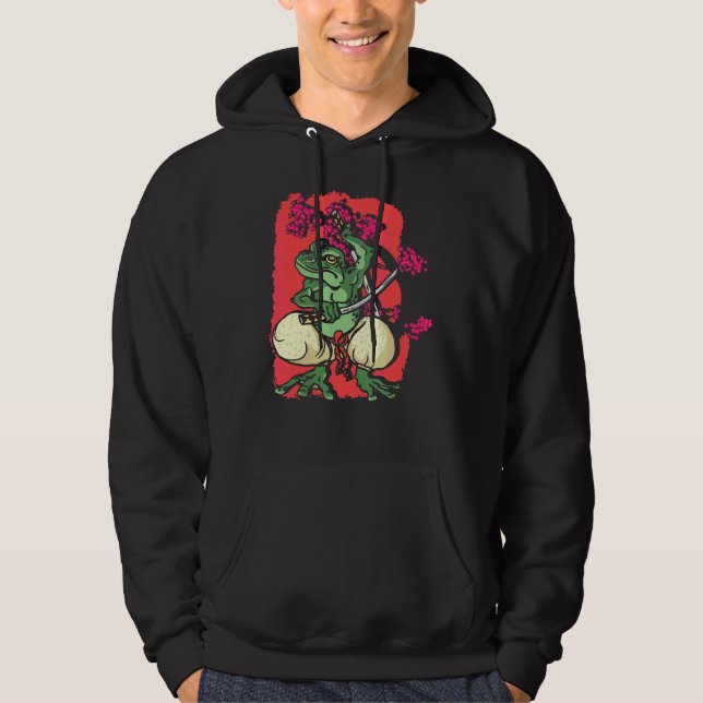 Sudadera Samurai Frog Kendo Katana Cherry Blossom Tree Saku (Anverso)