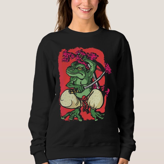 Sudadera Samurai Frog Kendo Katana Cherry Blossom Tree Saku (Anverso)