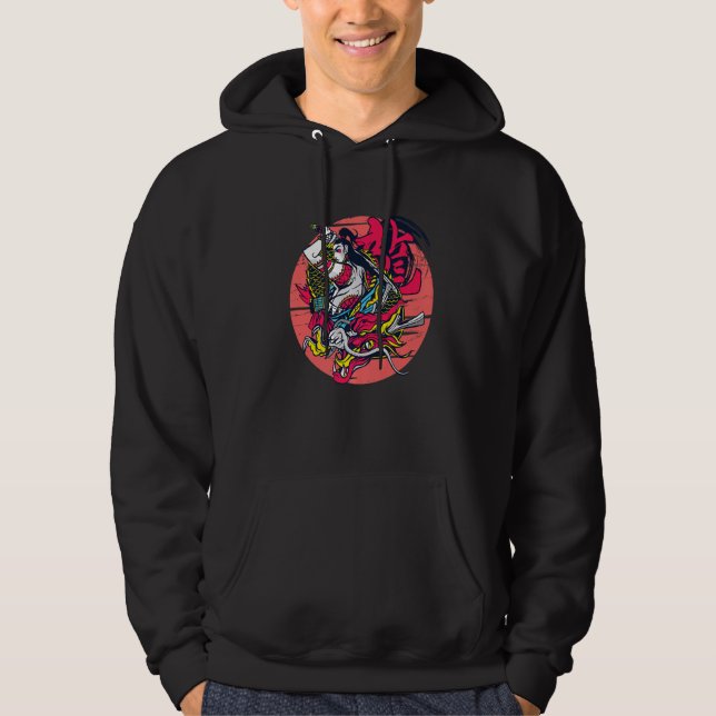 Sudadera Samurai Girl Dragon Warrior Ninja Japanese Katana  (Anverso)