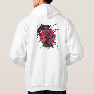 Sudadera Samurai Ink Hoodie arte de guerrero japonés rojo y