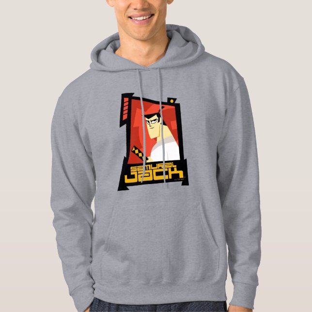Sudadera Samurai Jack sonriendo gráfico de marco futurista (Anverso)