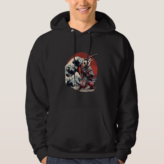Sudadera Samurai Lemur Japonés Ninja Lemur Ocean Wave Saku (Anverso)