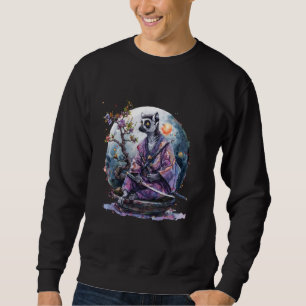 Sudadera Samurai Lemur Material gráfico Moon de arte japoné